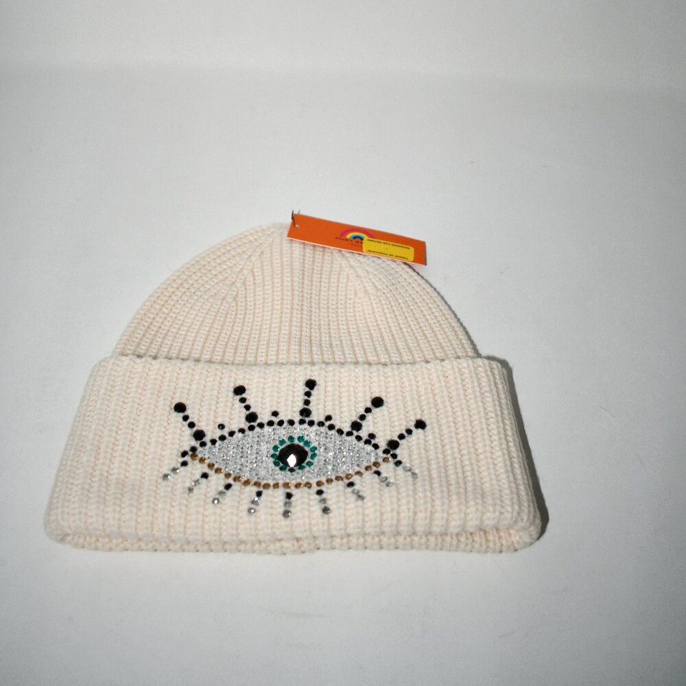 Kurt Geiger London Rainbow Evil Eye Beanie in Bone #KGS100177-151 NWT Details: